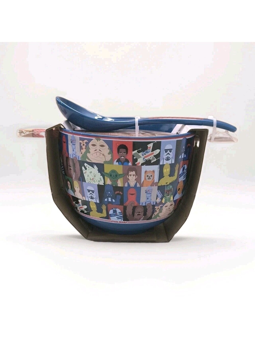 New Disney Star Wars Ceramic Ramen Noodles Soup Bowl Chopsticks & Spoon